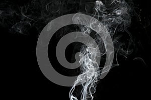 White smoke on black background