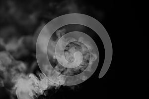 White smoke on a black background. Texture of smoke. Clubs of wh