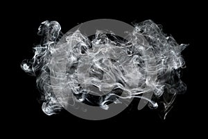 white smoke isolated on black for background and design