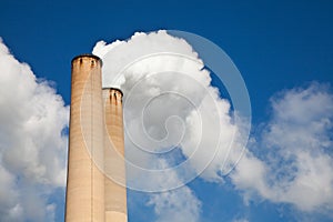 White Smoke out of Industrial smokestack photo