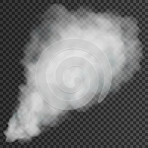 White smoke puff isolated on transparent background. Vector illustration.