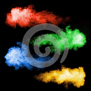 White smoke set isolated on black