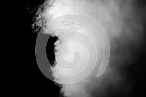 White smoke on black background