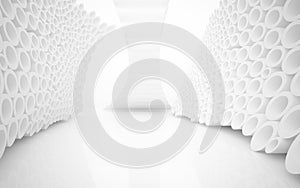 White smooth abstract architectural background.  view with illumination.