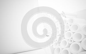 White smooth abstract architectural background.  view with illumination.