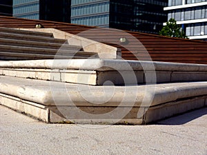 White smooth surfaced lime stone stair with rounded nosing photo