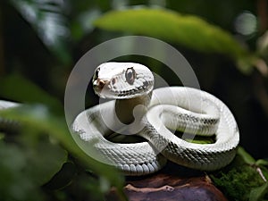 A white snake was seen alert among the bushes in the afternoon
