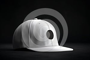 White snapback cap mockup on Dark Background