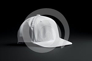 White snapback cap mockup on Dark Background