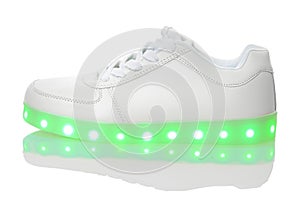 White sneackers with led light sole