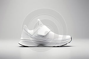 White sneaker isolated on light background, sport shoe fashion, sneakers, trainers, sport lifestyle, running concept, product