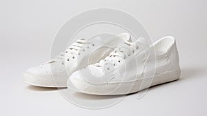 White Sneakers With Metal Panels And White Plastic Sole
