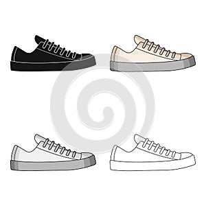 White sneakers unisex lace up. Shoes for sports and daily life.Different shoes single icon in cartoon style vector