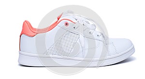 White sneakers on white background. Sport shoes.