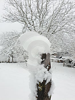 white snow at countryside - winter weather