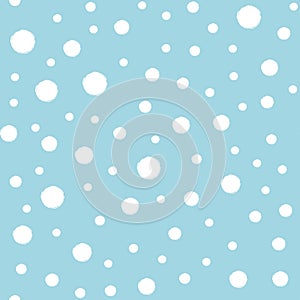 White snow falling on blue background. Seamless pattern