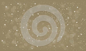 White snow falling, winter time christmas holiaday background. Dark gold abstract.