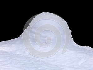 White Snow Isolated on Pure Black Background