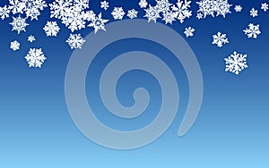 White Snow Panoramic Vector Blue Background
