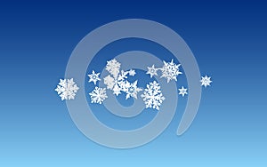 White Snow Panoramic Vector Blue Background.