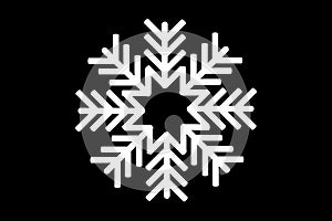 White snow pictogram on black background
