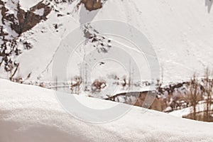 White Snow surface for placing product on snow mountain