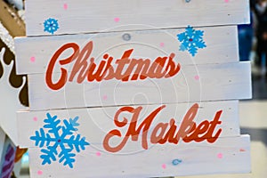 White Snow Wooden Christmas Market text banner