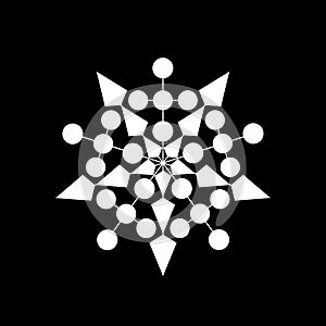 White snowflake isolated on black background vector illustration