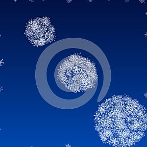 White Snowflake Vector Blue Background. Sky Snow