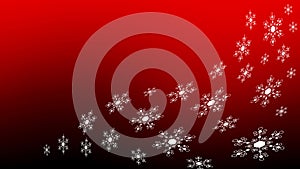 White snowflakes on abstract blurred red black color gradient background. Luxury flyer. Premium banner. Copy space. Celebration