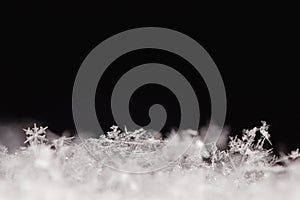 White snowflakes on black background