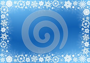 White snowflakes on blue - christmas frame photo