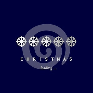 White snowflakes christmas loading on the dark blue background, vector ilustration