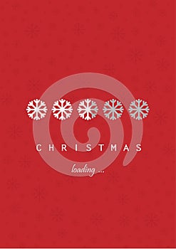 White snowflakes christmas loading on the red background, vector ilustration