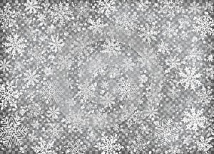 White snowflakes falling on transparent background