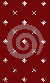 White snowflakes over red  backdrop. Pattern made with white snowflakes. Holidays concept.