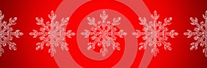 White snowflakes on a red background. Happy New year and merry Christmas. Winter holidays, holidays.