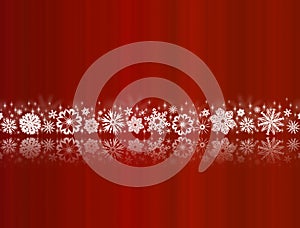 White snowflakes on red with reflections