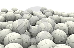 White soccer balls pile