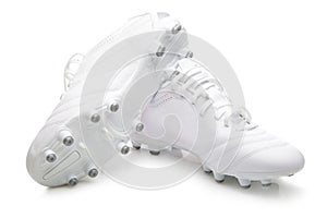 White Soccer Boots on white background