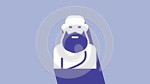 White Socrates icon isolated on purple background. Sokrat ancient greek Athenes ancient philosophy. 4K Video motion