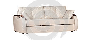 White sofa with cushions isolated