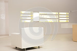 A white sofa in lobby lounge