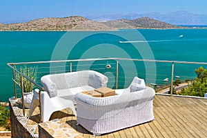 White sofas at Mirabello Bay on Crete