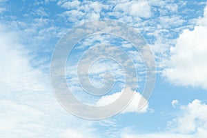 White soft cloud texture on blue sky backdrop