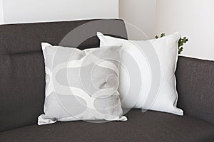 White soft cushion on sofa