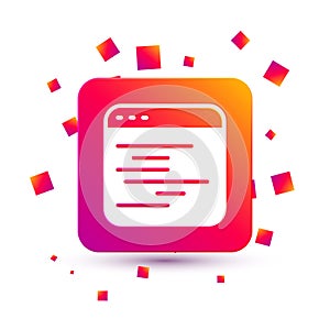 White Software, web developer programming code icon isolated on white background. Javascript computer script random