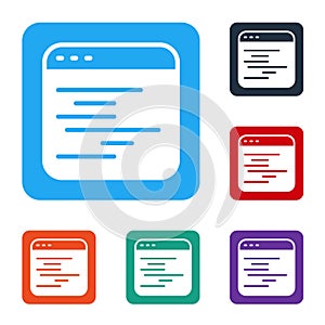 White Software, web developer programming code icon isolated on white background. Javascript computer script random