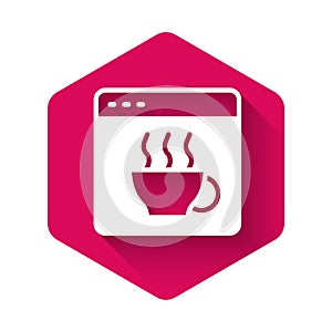 White Software, web developer programming code icon isolated with long shadow background. Javascript computer script