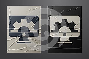 White Software, web development, programming concept icon isolated on crumpled paper background. Programming language